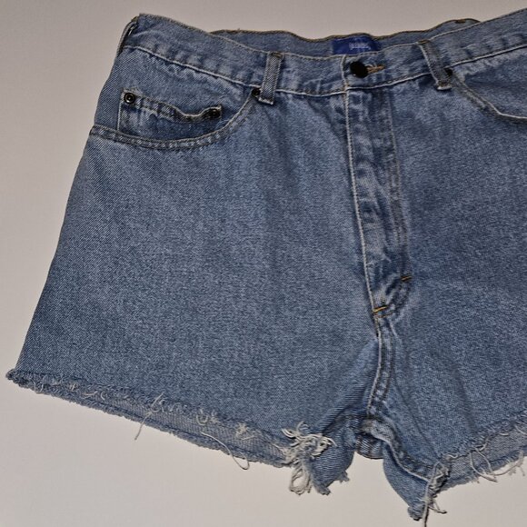 VTG B.E. Blues Cutoff Denim Shorts Booty Jean Approx 30" Waist High Rise y2k - Picture 2 of 8
